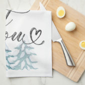 Laat het elegante kerstkunst met waterverf sneeuwe theedoek (Quarter Fold)