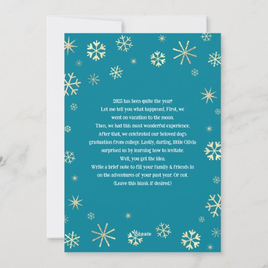 Laat het ergens anders sneeuwen Moderne vakantiefo Feestdagenkaart (Achterkant)