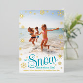 Laat het ergens anders sneeuwen Strand Foto Real G Folie Feestdagenkaart (Staand Voorkant)