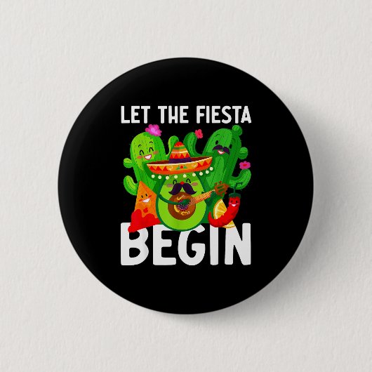 Laat het feest beginnen grappige cinco de mayo Mex Ronde Button 5,7 Cm (Voorkant)