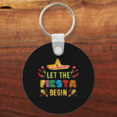 Laat het feest beginnen Grappige Cinco De Mayo Mex Sleutelhanger (Voorkant)