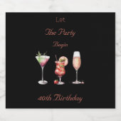 Laat het feest beginnen Volwassenen 40e verjaardag Sparkling Wijnetiket (Enkel label)