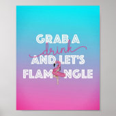 Laat het Flamingle Pool Party Bar Ombre Signage Poster (Voorkant)