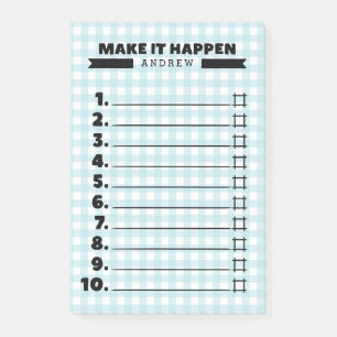 Laat het gebeuren Blue Gingham to do lijst Post-it® Notes
