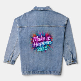 LAAT HET GEBEUREN IN NEON SCRIPT DENIM JACKET