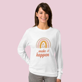 Laat het gebeuren, motivatie boho regenboog t-shirt