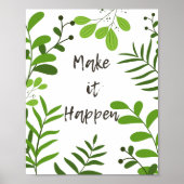 Laat het gebeuren motivatie poster met botanisch (Voorkant)