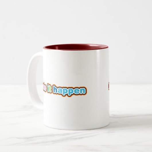 Laat het gebeuren tweekleurige koffiemok (Voorkant links)