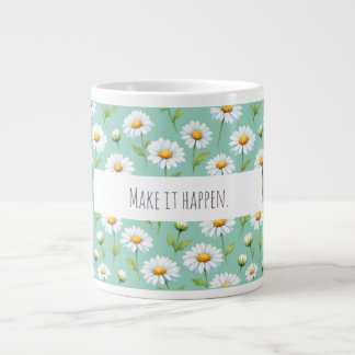Laat het gebeuren - waterverf madeliefjes grote koffiekop