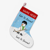 Laat het Gepersonaliseerde Hockey Snowman sneeuwen Kleine Kerstsok (Voorkant (Hangend))
