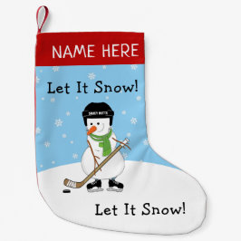 Laat het Gepersonaliseerde Hockey Snowman sneeuwen Kleine Kerstsok