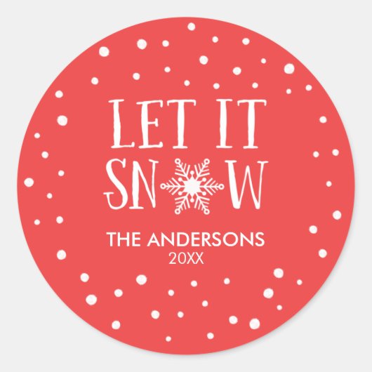Laat het gepersonaliseerde Kerst stickers sneeuwen (Voorkant)