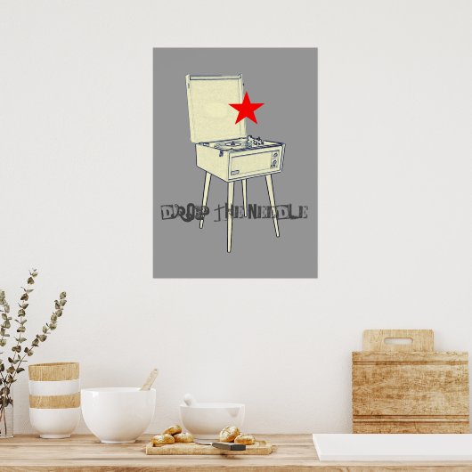 Laat het grijze Poster van de naald achter (Keuken)