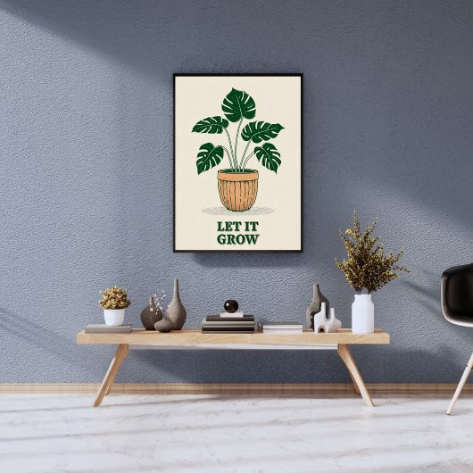 Laat het groeien - Minimalistisch Monstera Plant P Poster