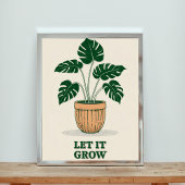 Laat het groeien - Minimalistisch Monstera Plant P Poster