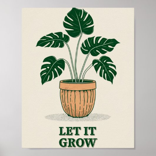Laat het groeien - Minimalistisch Monstera Plant P Poster (Voorkant)