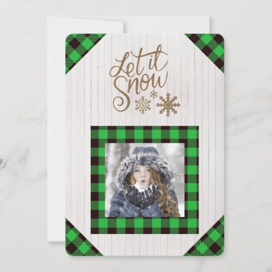 Laat het groene buffel van de sneeuw de Fotovakant Feestdagenkaart (Voorkant)