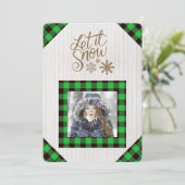 Laat het groene buffel van de sneeuw de Fotovakant Feestdagenkaart (Staand voorkant)