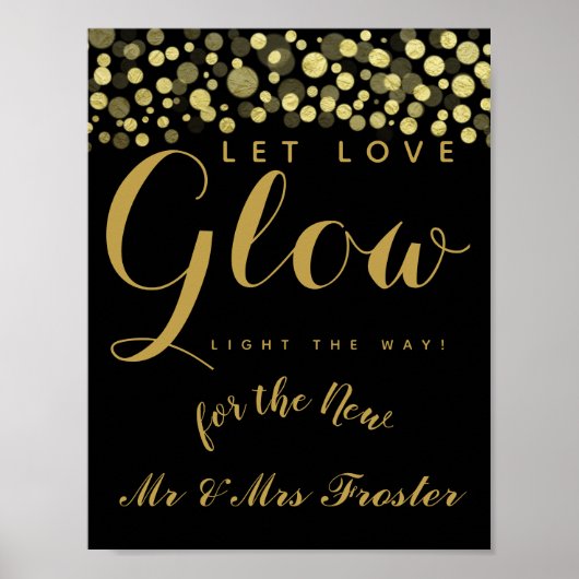 Laat het handbord van de liefdesgloeiende bruiloft poster (Voorkant)