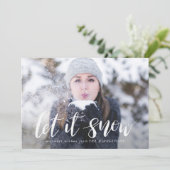 Laat het handgeschreven feestdag sneeuwen | Foto Feestdagenkaart (Staand voorkant)