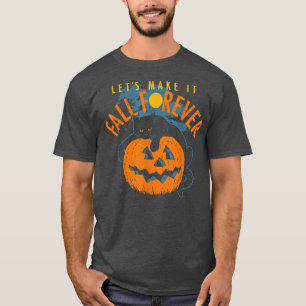 Laat het Herfst maken voor een pompoen zwarte kat T-shirt