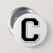 Laat het Initiaal Letter C in zwarte Button doorlo (Voorkant /achterkant)