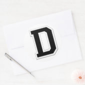 Laat het Initiaal Letter D doorlopen in zwarte sti Ronde Sticker (Envelop)