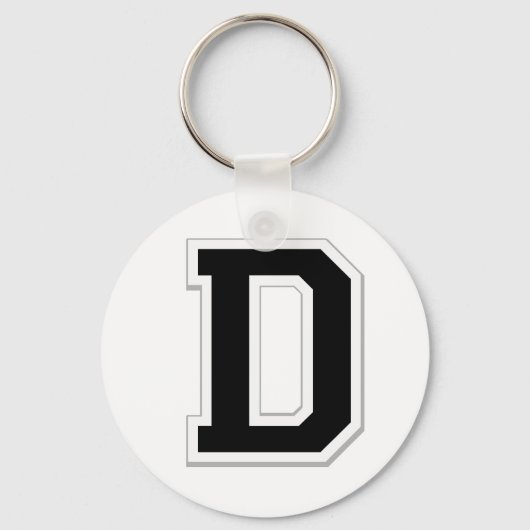 Laat het Initiaal Letter D uit in zwart Sleutelhan Sleutelhanger (Voorkant)