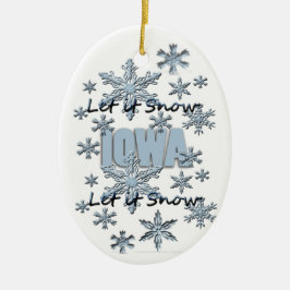 Laat het Iowa kerstversiering sneeuwen Keramisch Ornament