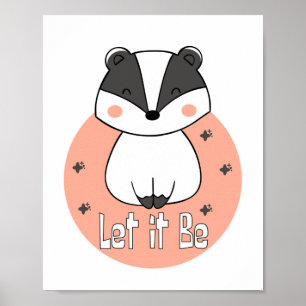 Laat het Kawaii grappige wasbeer zijn die wit-roze Poster
