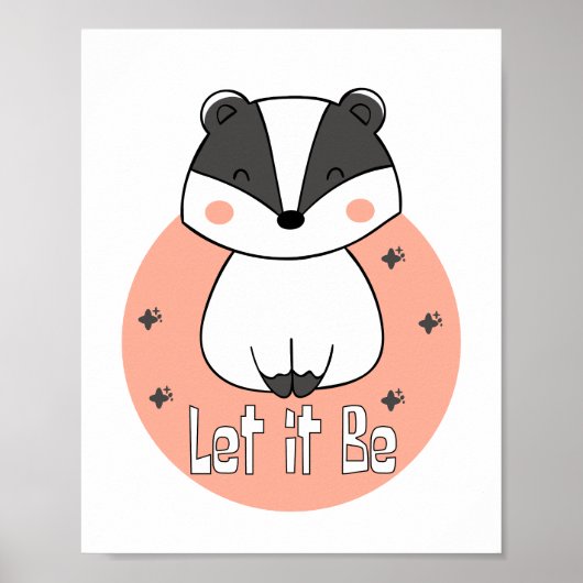 Laat het Kawaii grappige wasbeer zijn die wit-roze Poster (Voorkant)