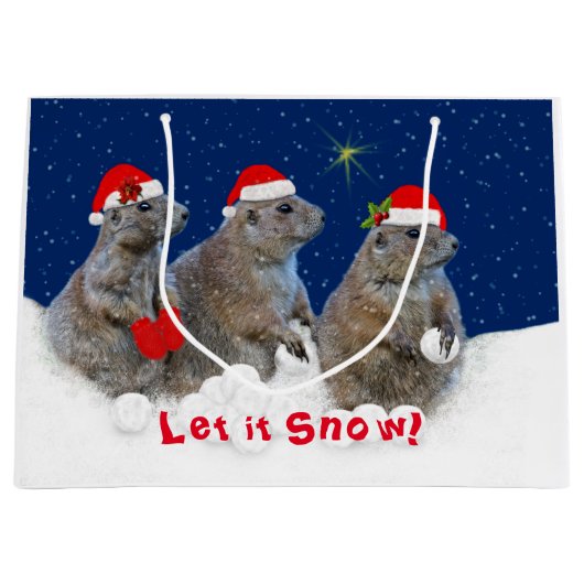 Laat het kerstcadeautje Sneeuwen Large Cadeautasje (Voorkant)