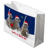 Laat het kerstcadeautje Sneeuwen Large Cadeautasje (Voorkant Gekanteld)