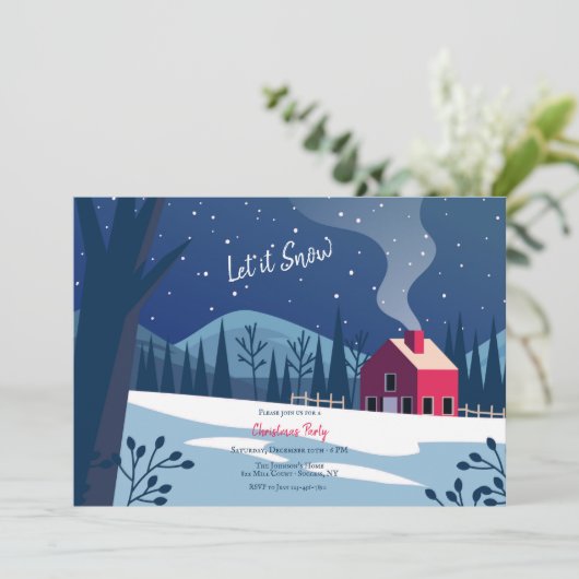 Laat het kerstfeest sneeuwen kaart (Staand voorkant)