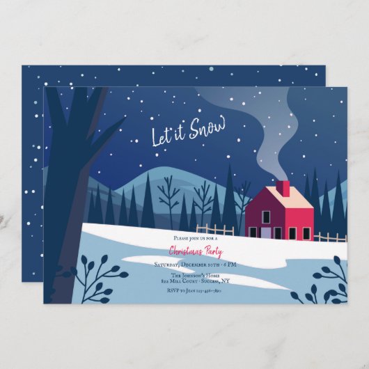 Laat het kerstfeest sneeuwen kaart (Voorkant / Achterkant)