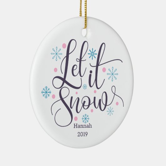 Laat het kerstfeestdag sneeuwen keramisch ornament (Rechts)