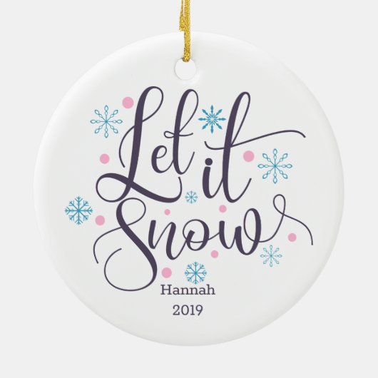 Laat het kerstfeestdag sneeuwen keramisch ornament (Achterkant)