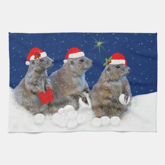 Laat het kerstkeukenhanddoek sneeuwen theedoek (Horizontaal)