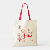 Laat het kersttypografie sneeuwen en sneeuwvlokken tote bag (Achterkant)