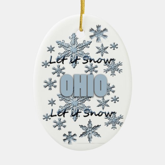 Laat het kerstversiering Snow Ohio Sneeuwen Keramisch Ornament (Voorkant)