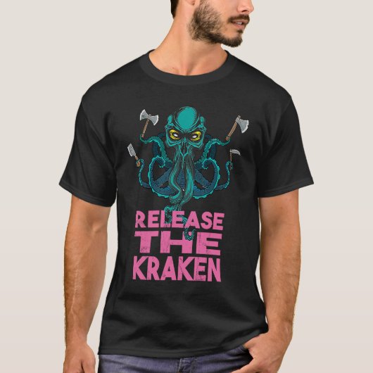 Laat het Kraken Tea Octopus Monster Tentacle los T-shirt (Voorkant)
