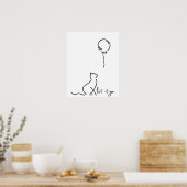 Laat het los - Elegante minimalistische kattenmuur Poster (Keuken)