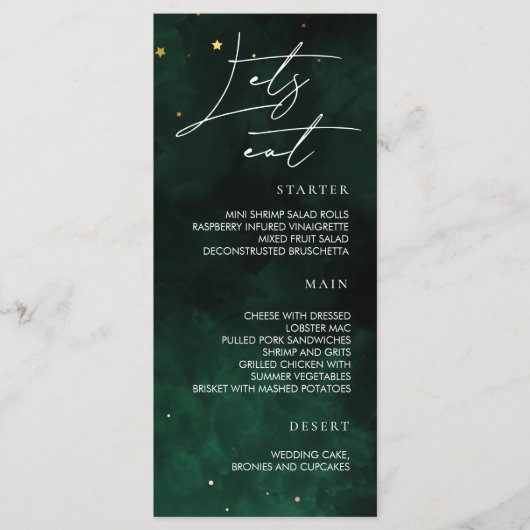 Laat het menu donkergroen magisch goud eten (Voorkant)