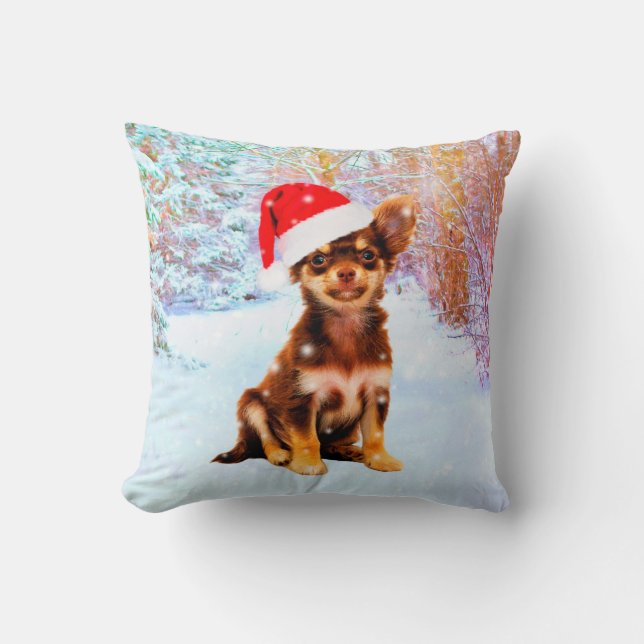 Laat het met Kerstmis feestdag doen Chihuahua Dog Kussen (Voorkant)