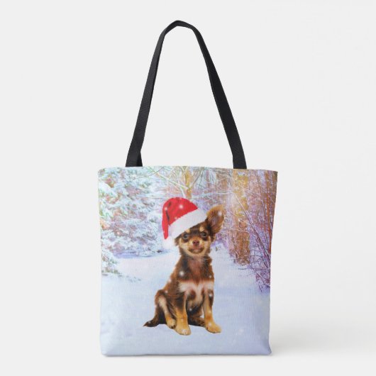 Laat het met Kerstmis feestdag doen Chihuahua Dog Tote Bag (Achterkant)