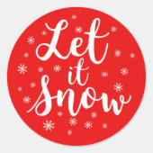 Laat het met Kerstmis rode sneeuwvlokken sneeuwen Ronde Sticker (Voorkant)