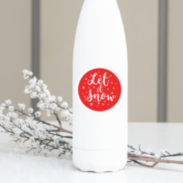 Laat het met Kerstmis rode sneeuwvlokken sneeuwen Ronde Sticker