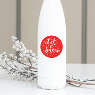 Laat het met Kerstmis rode sneeuwvlokken sneeuwen Ronde Sticker