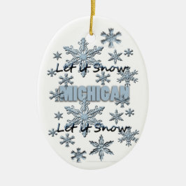 Laat het Michigan kerstversiering sneeuwen Keramisch Ornament
