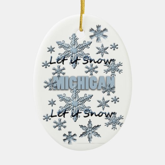 Laat het Michigan kerstversiering sneeuwen Keramisch Ornament (Voorkant)